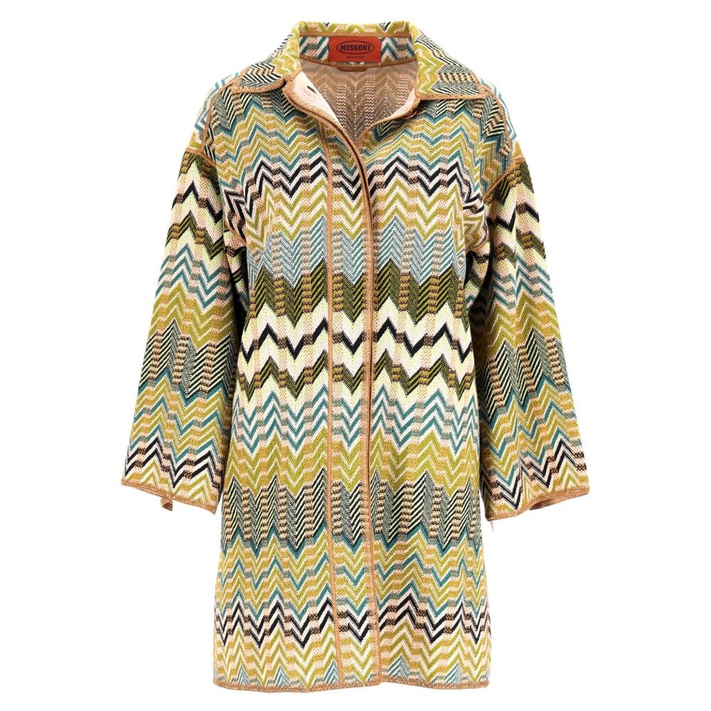 Missoni Graphic Chevron Secured Button Summer Coat in Multicolor Size IT40 US S